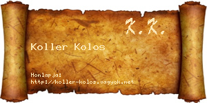 Koller Kolos névjegykártya